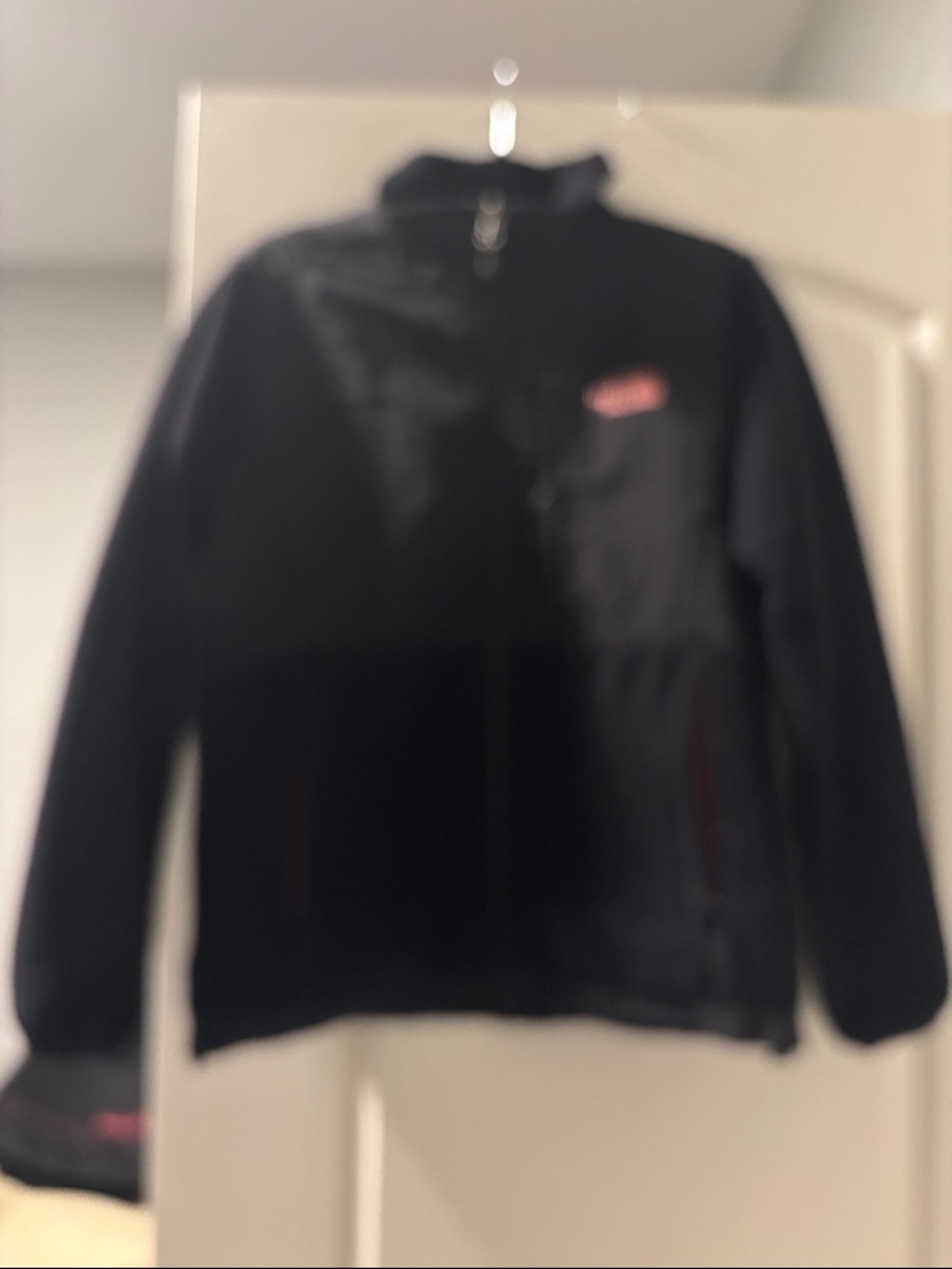 The North Face Black Fleece Jacket with Pink Logo